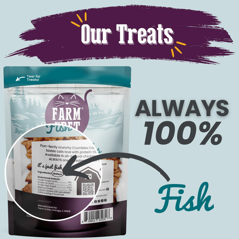 Farm To Pet trozos-pescado: snack nutritivo para gatos de interior.