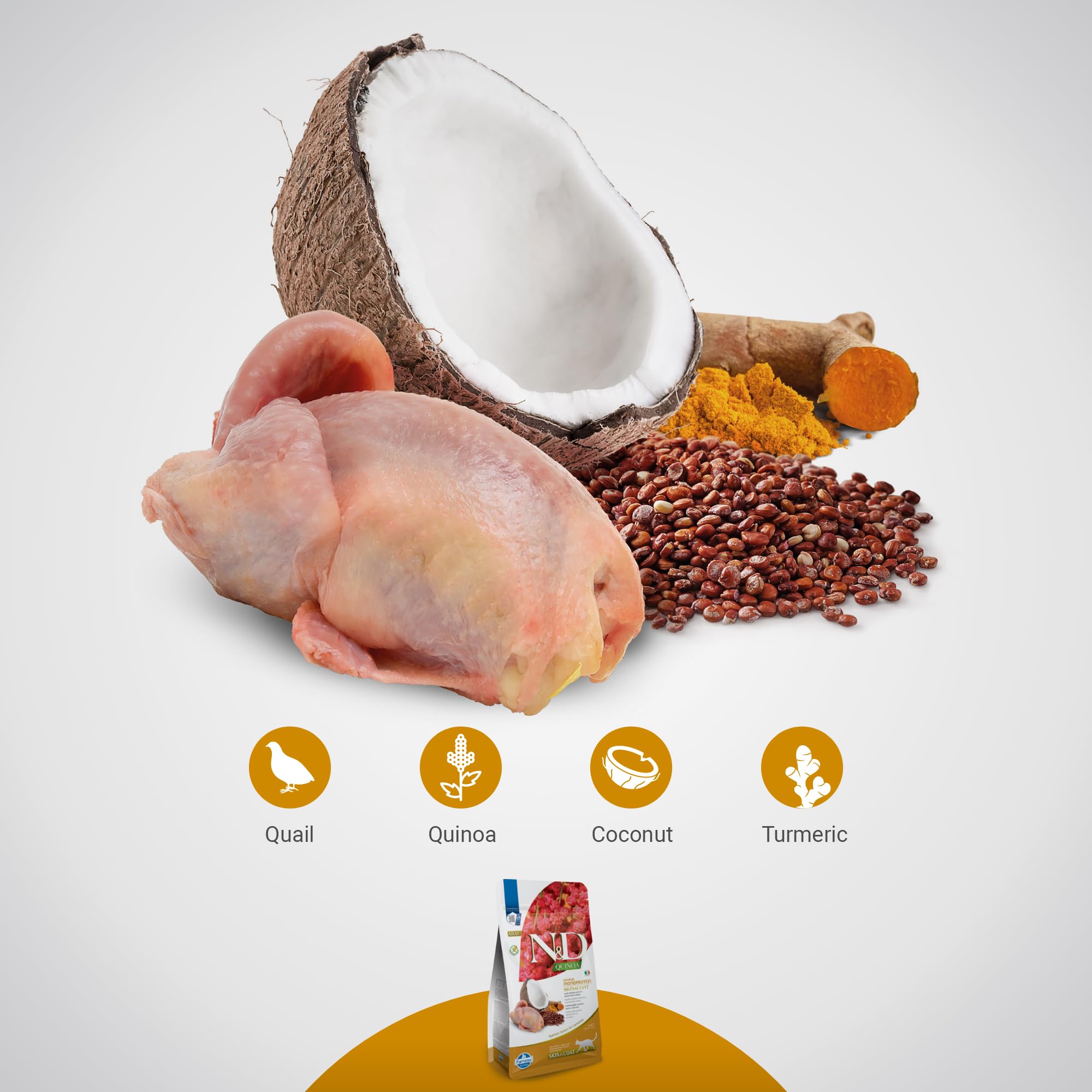 Farmina N&D Skin&Coat extractos de hierbas para sabor agradable.
