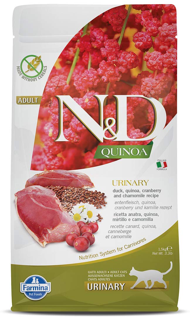 Farmina N&D Quinoa Urinaria Pato, croquetas secas para la dieta diaria del gato adulto.