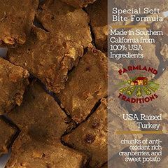 Farmland Traditions jerky de pavo; textura suave para entrenamiento.