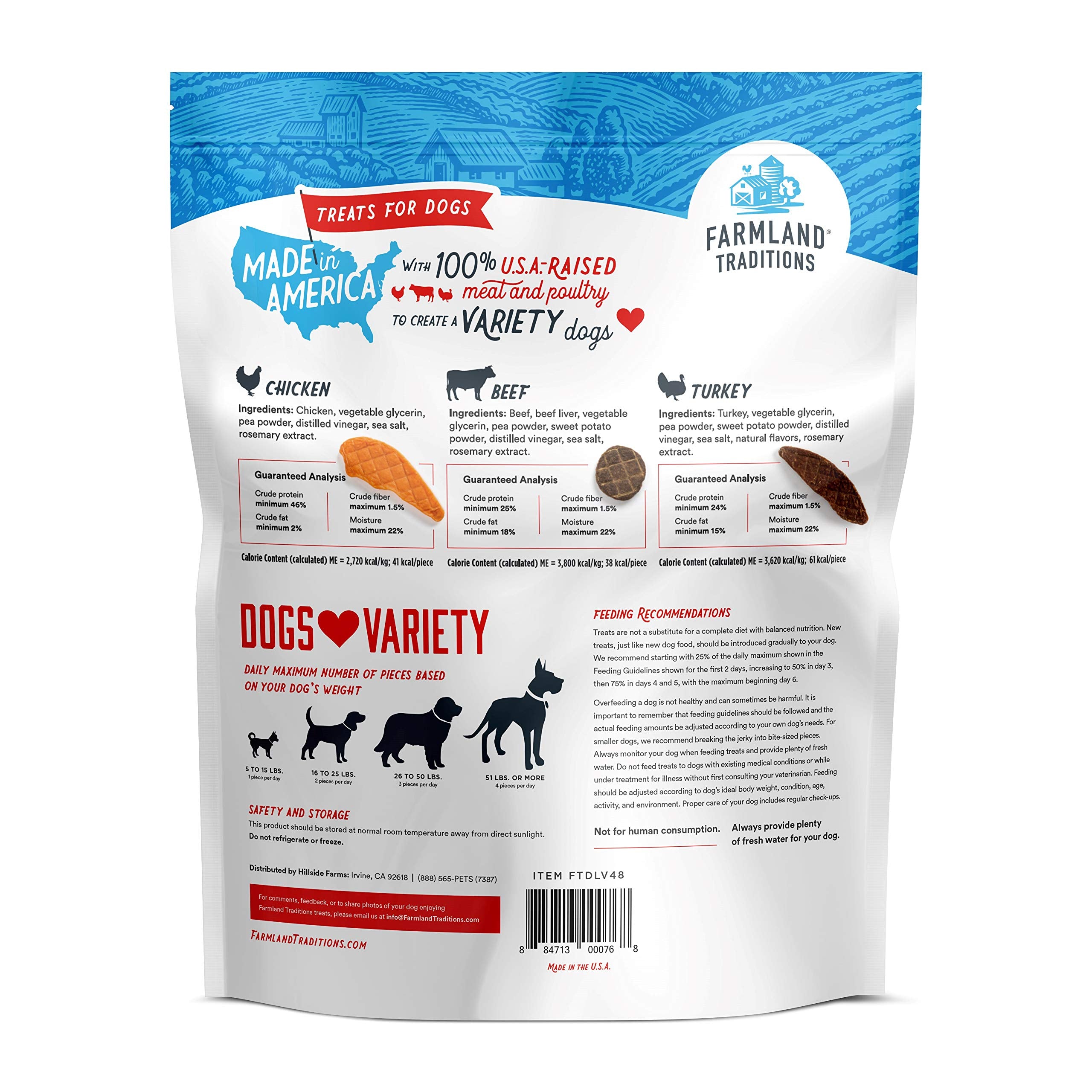 Farmland Traditions: tiras de jerky de pollo, sabrosas y masticables para premiar.