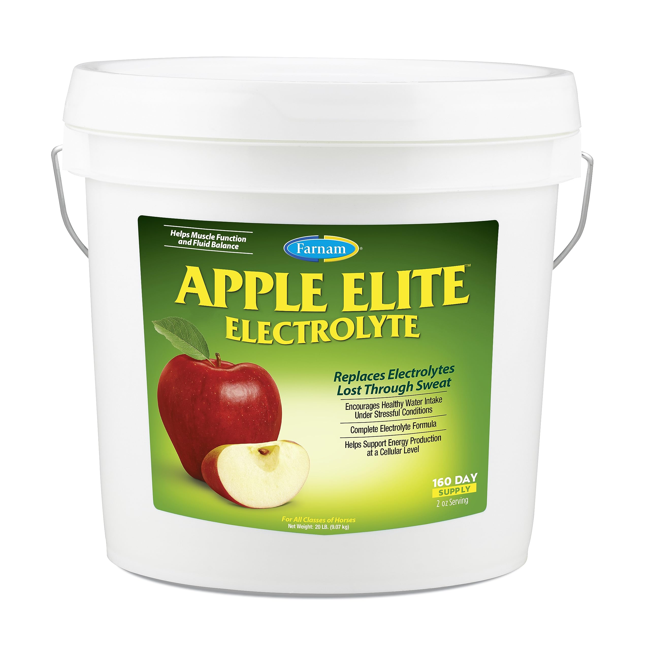 Farnam Apple Elite, polvo para caballos, ayuda a mantener hidratación durante el ejercicio.
