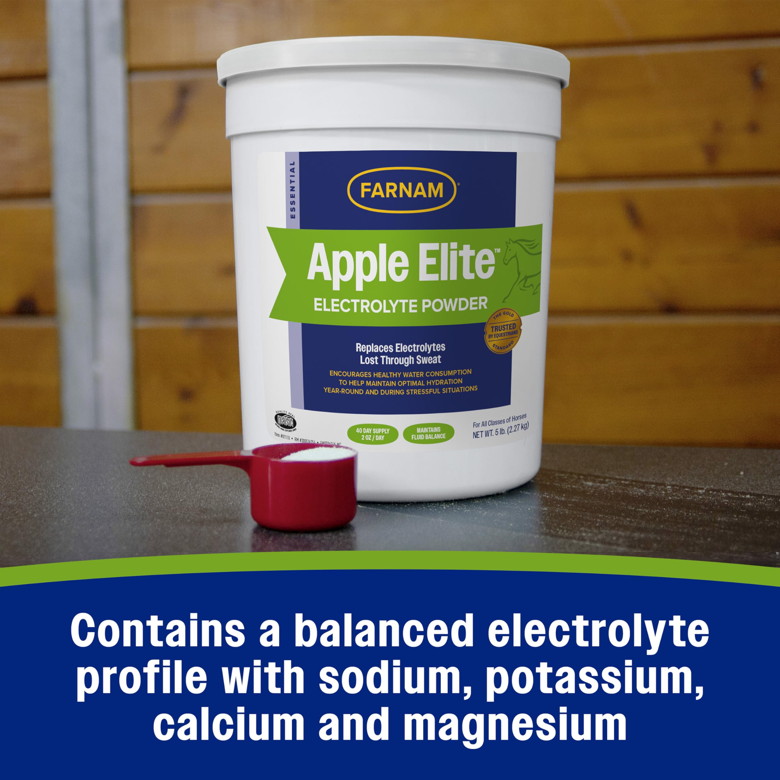 Farnam Apple Elite, electrolitos balanceados para caballos de todas las edades.