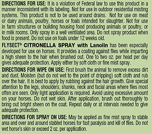 Etiqueta legible de Flysect Citronella Spray para uso fácil