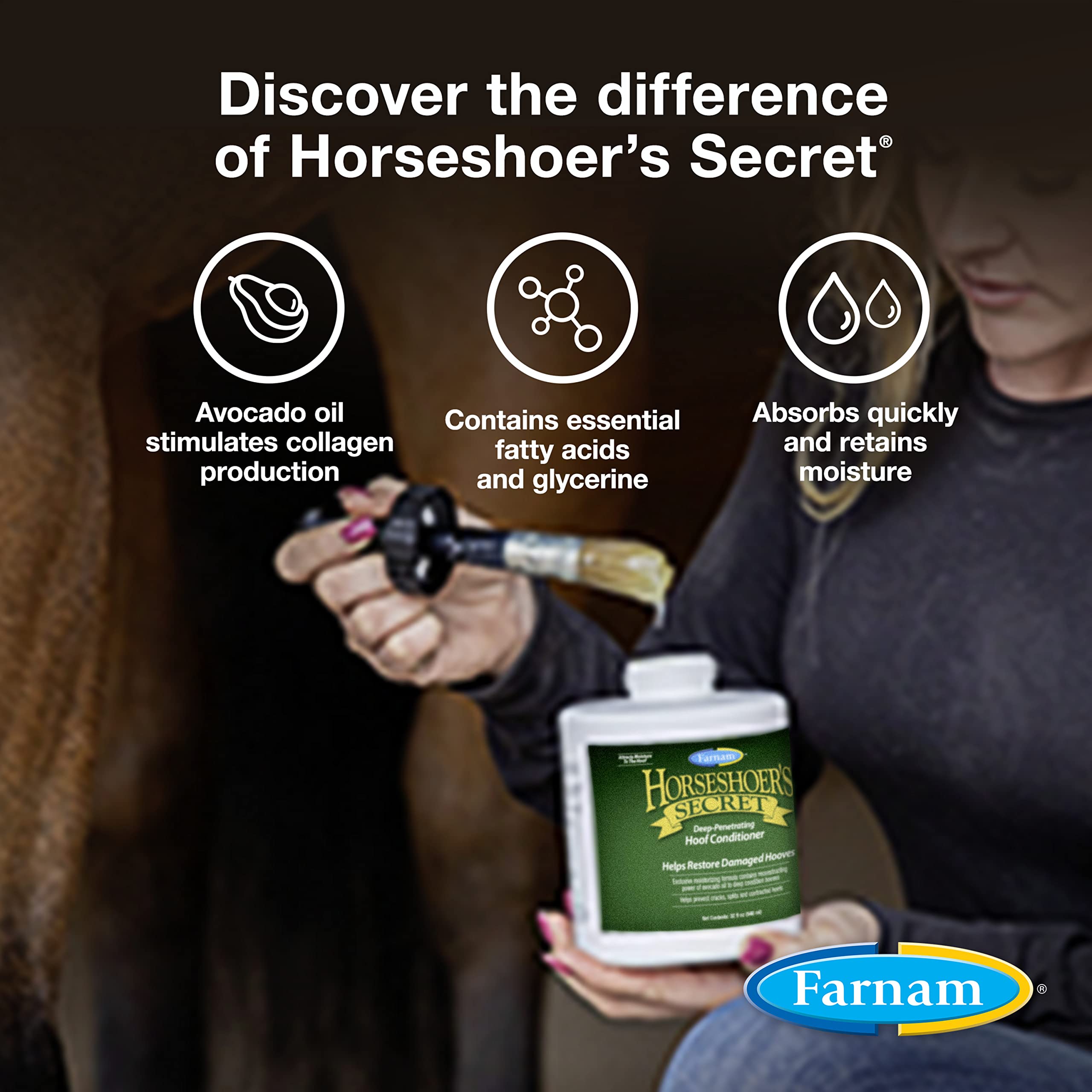 Penetración profunda Farnam Horseshoers Secret suaviza cascos secos.