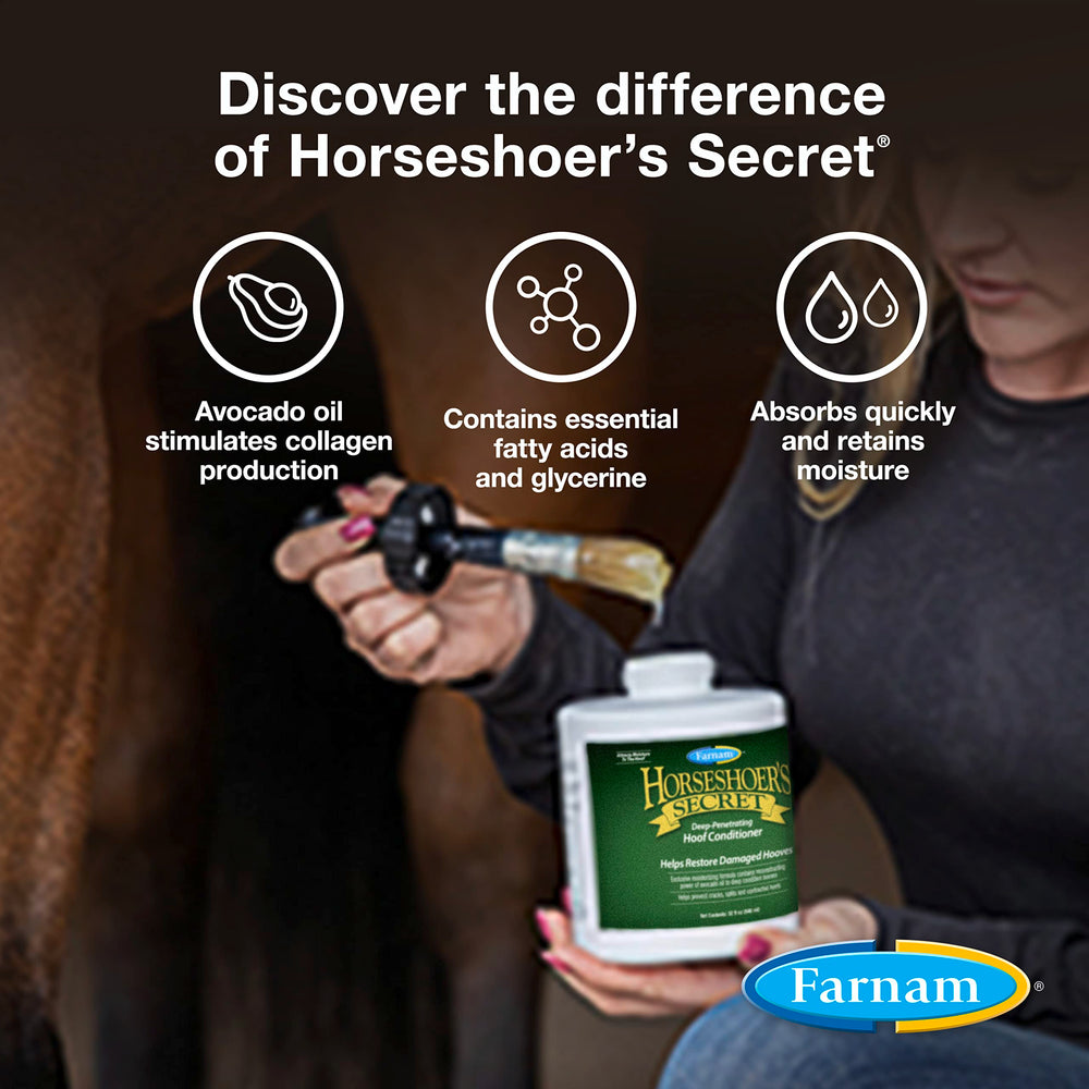 Penetración profunda Farnam Horseshoers Secret suaviza cascos secos.