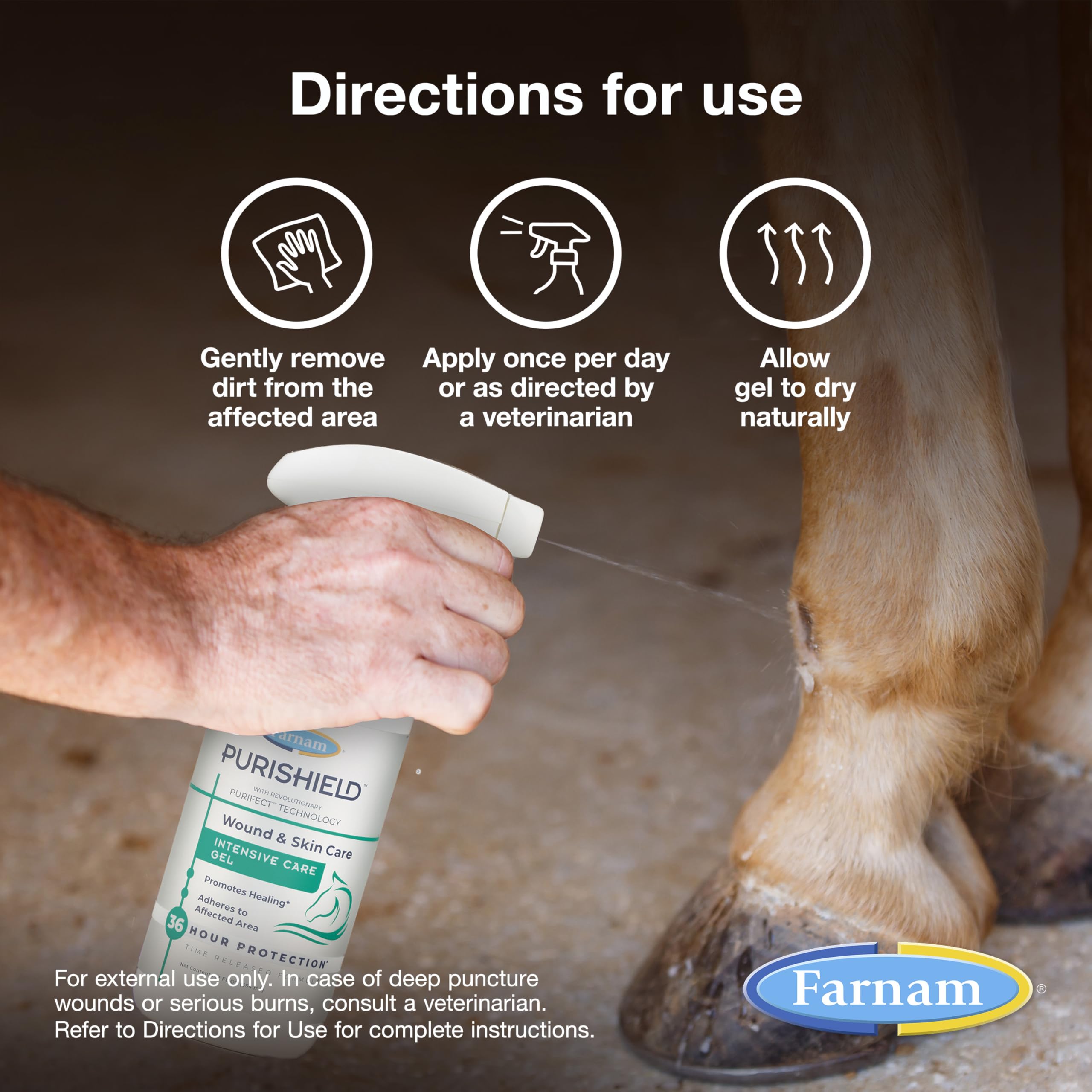 Uso en caballos para manejo de heridas con Purishield