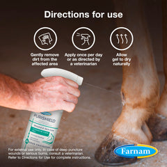 Uso en caballos para manejo de heridas con Purishield