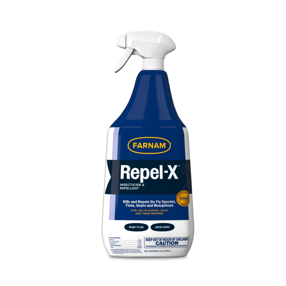Farnam Repel-X: botella de 32 onzas lista para uso en caballos, perros e instalaciones.