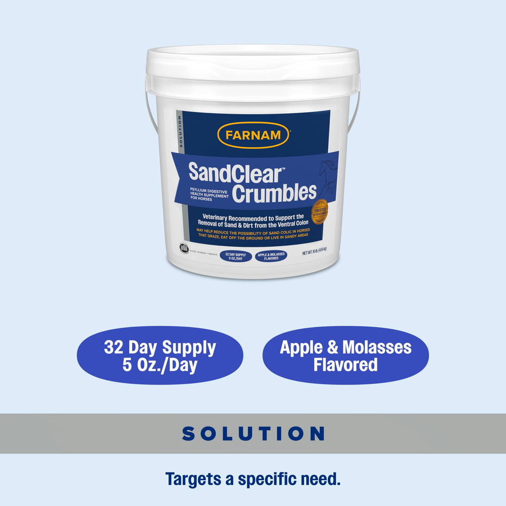 Beneficio digestivo gracias a la fibra de psyllium en SandClear Crumbles.