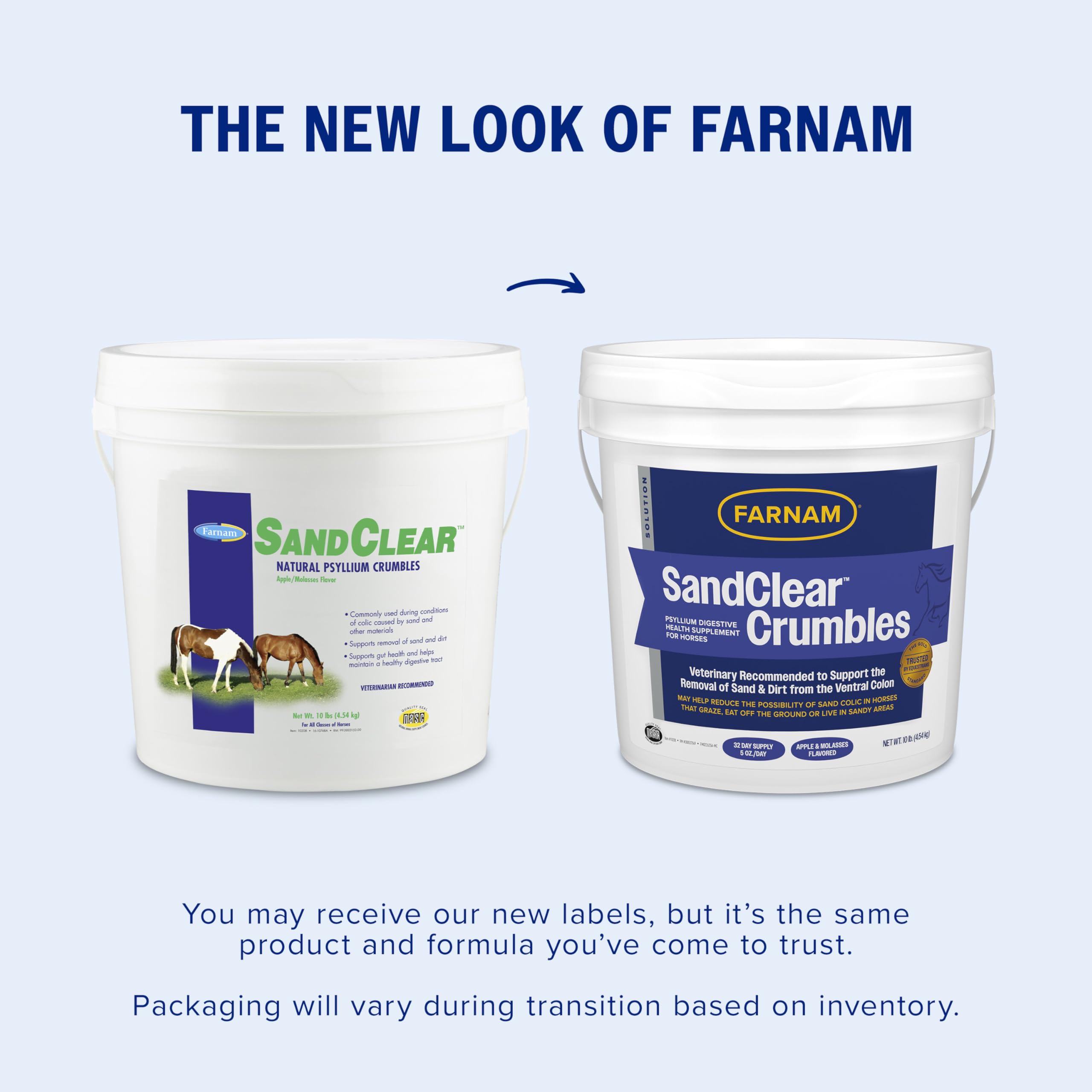 Porciones de Farnam SandClear Crumbles para dosificación precisa.