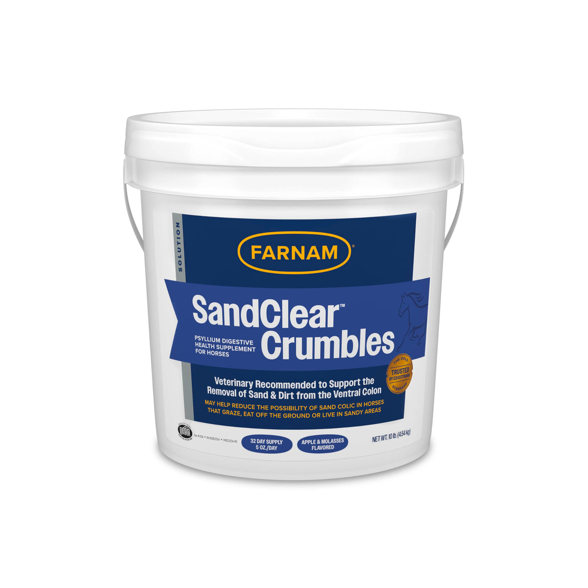 Envase Farnam SandClear Crumbles, fácil de identificar para uso diario.