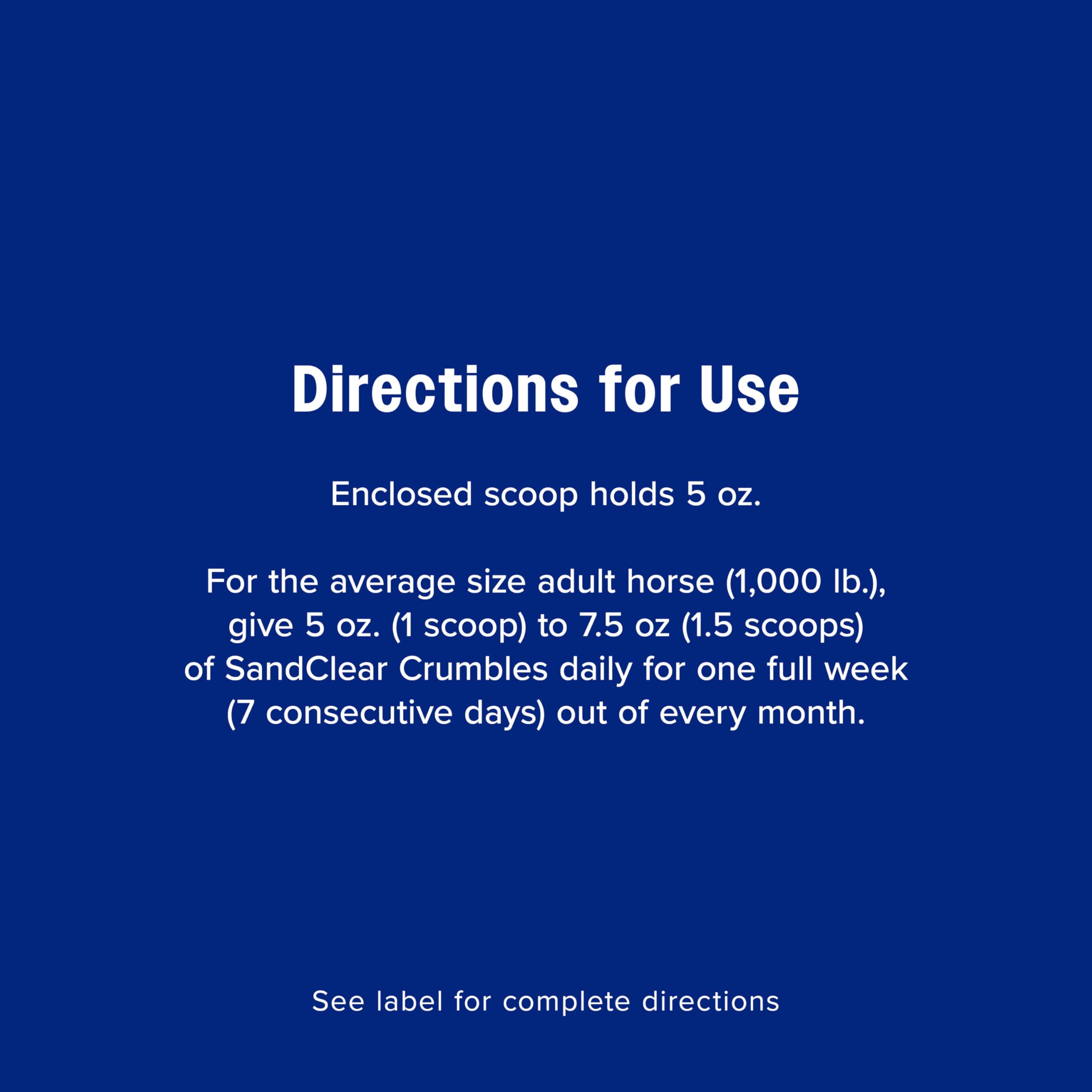 Etiqueta de Farnam SandClear Crumbles con indicaciones veterinarias