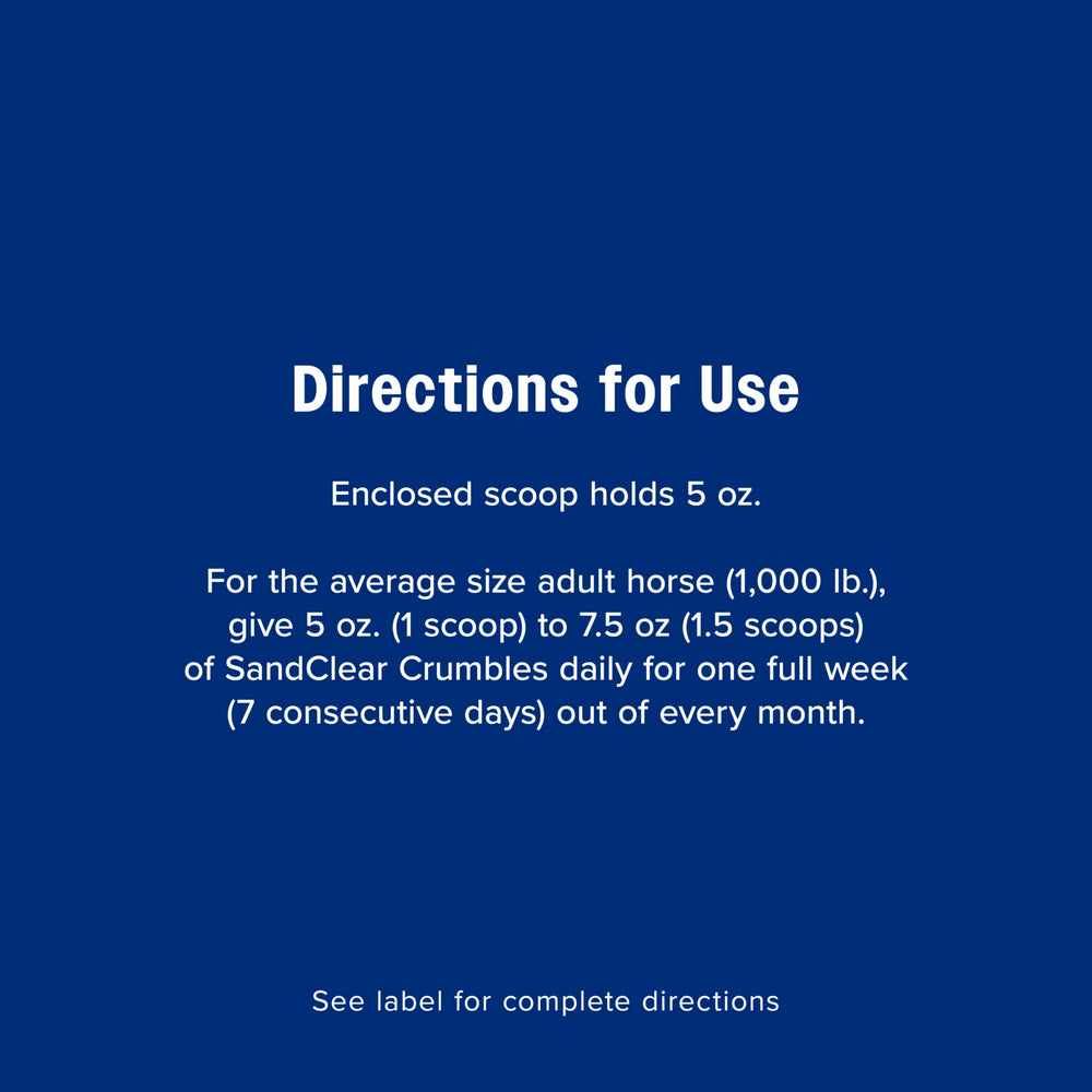 Etiqueta de Farnam SandClear Crumbles con indicaciones veterinarias