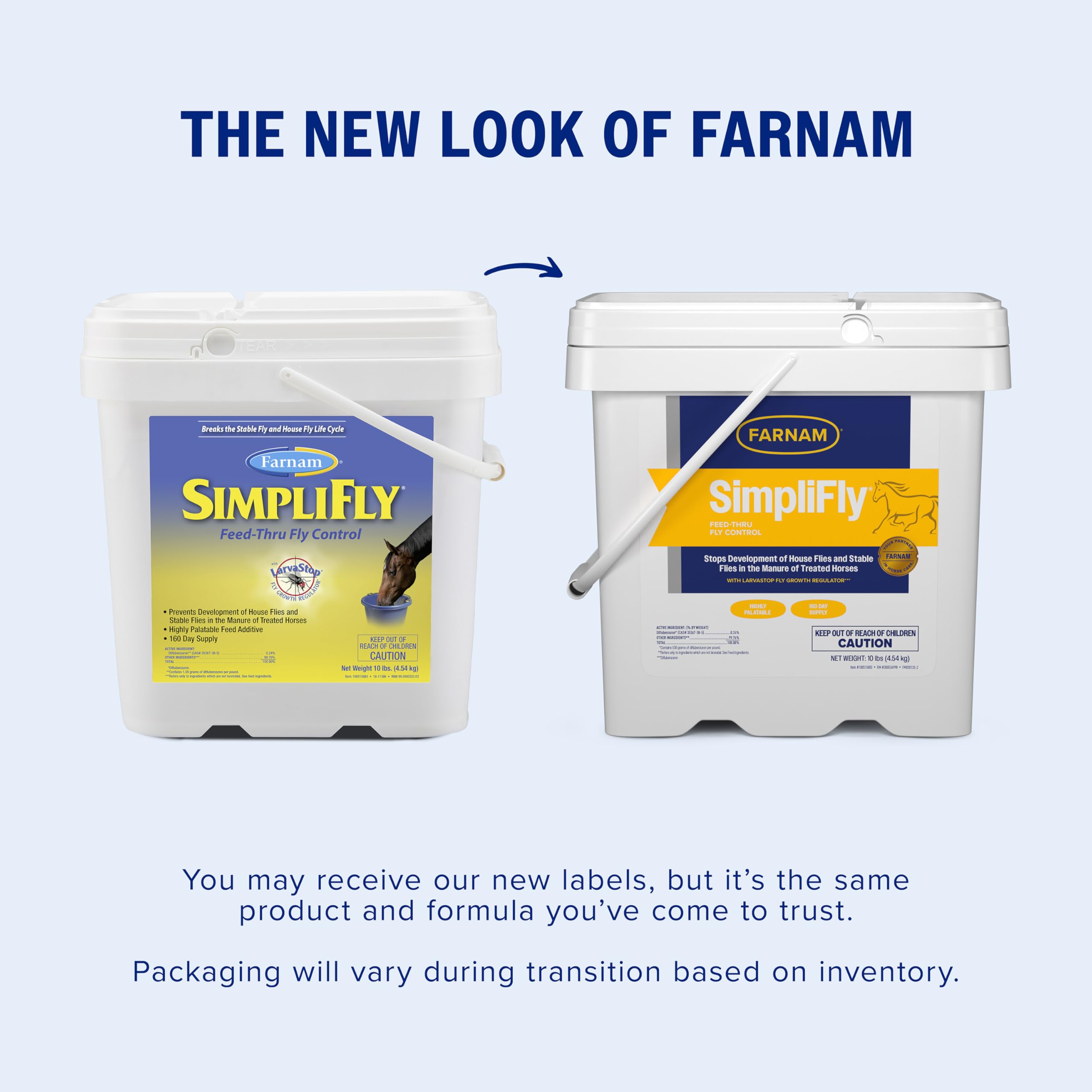 Granulos sabrosos de Farnam SimpliFly facil de mezclar con la racion diaria