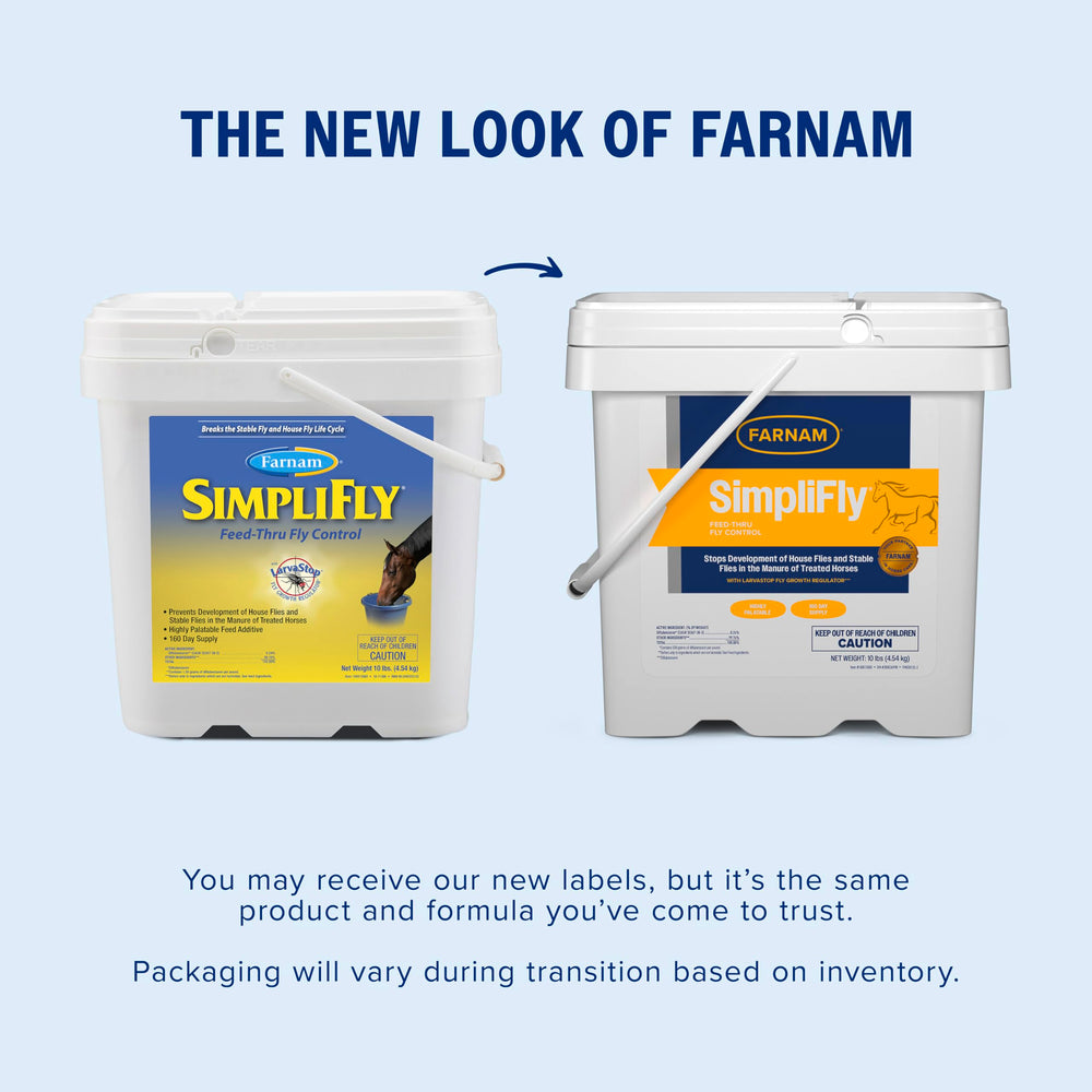 Granulos sabrosos de Farnam SimpliFly facil de mezclar con la racion diaria