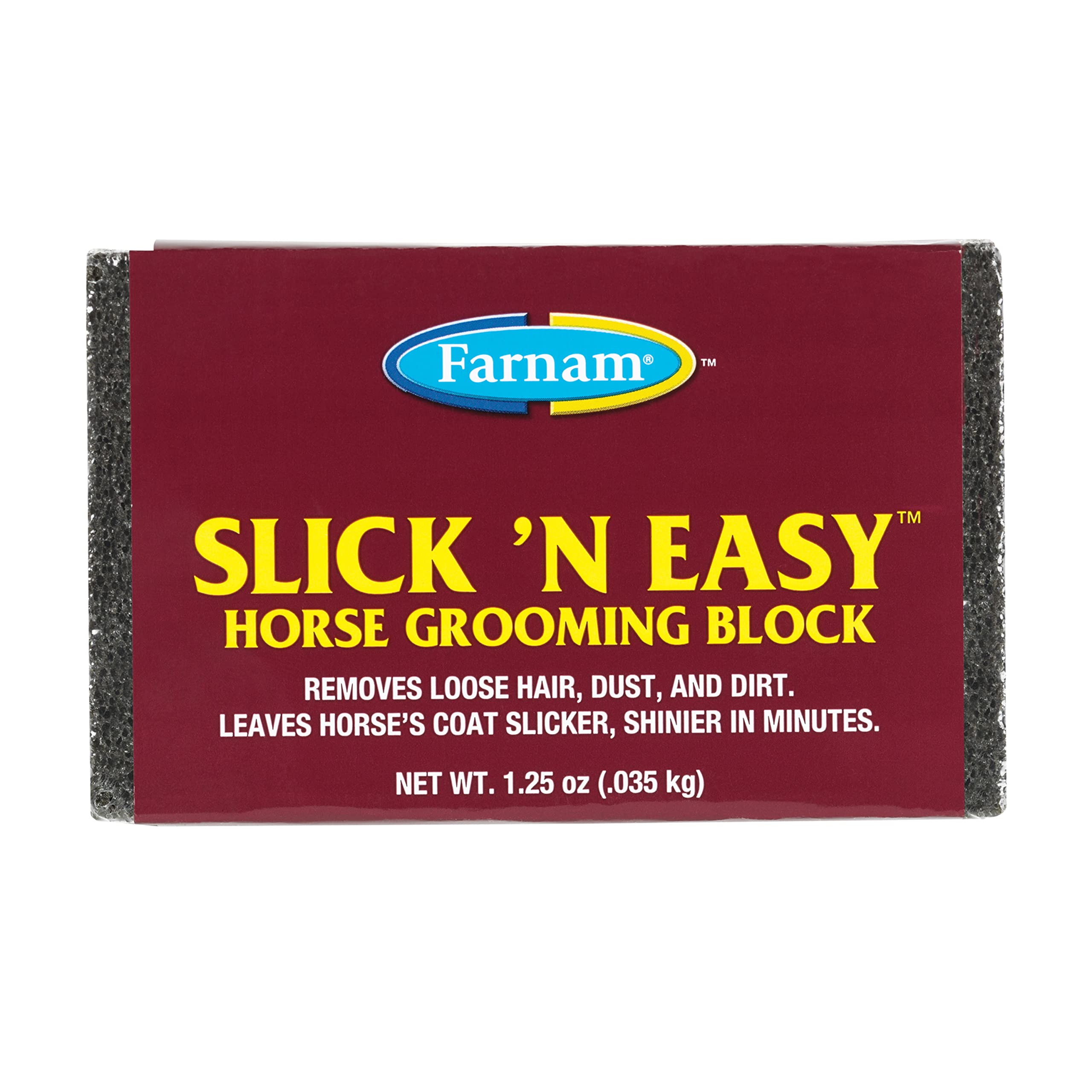 Farnam Slick 'N Easy bloque para cepillado de caballos, elimina suciedad al instante.