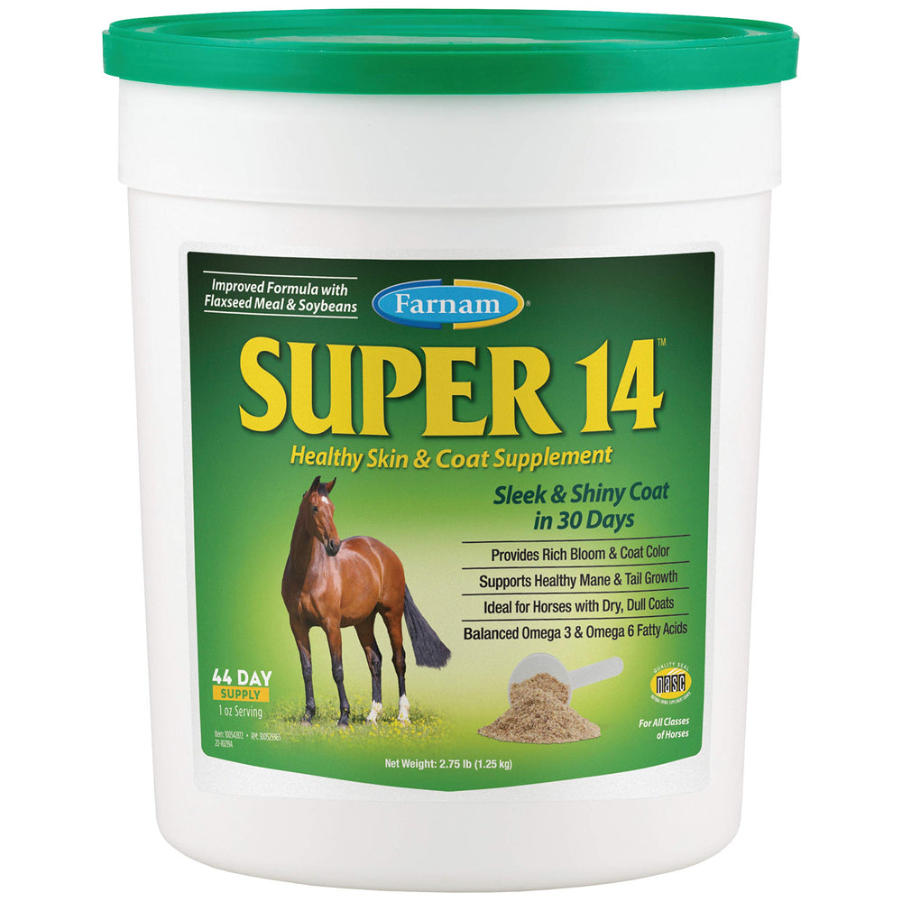 Farnam Super 14 pelaje-de-todos-los-colores mantiene brillo en caballos de colores.