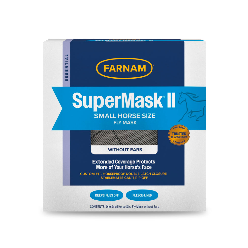 Farnam SuperMask II para caballos sin orejas, vista frontal, protección contra insectos.