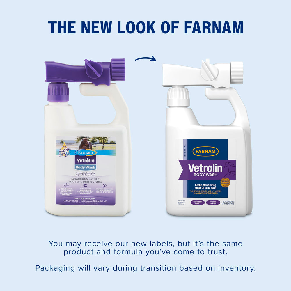 Espuma generosa de Farnam Vetrolin Body Wash para limpieza profunda.