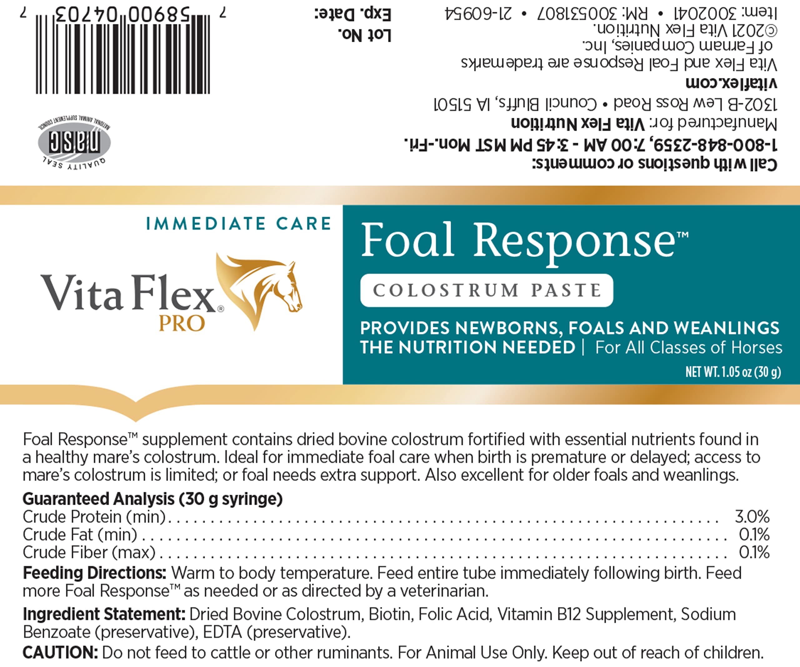 Cuidado del potro con Farnam Vita Flex Pro Paste, apoyo en etapas tempranas