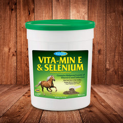 Farnam Vita-Min E & Selenium polvo para caballos, apoyo muscular durante entrenamientos.