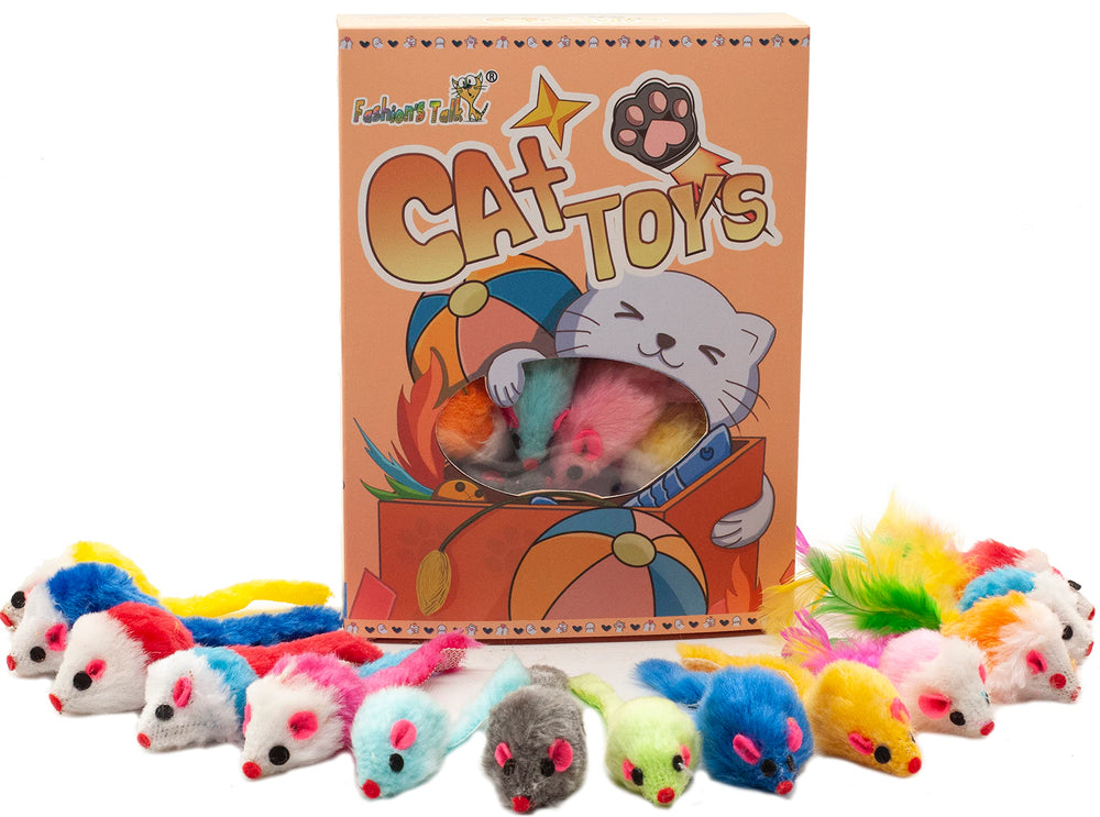 Fashion's Talk - Souris peluche multicolores: jeu d’intérieur stimulant la chasse.