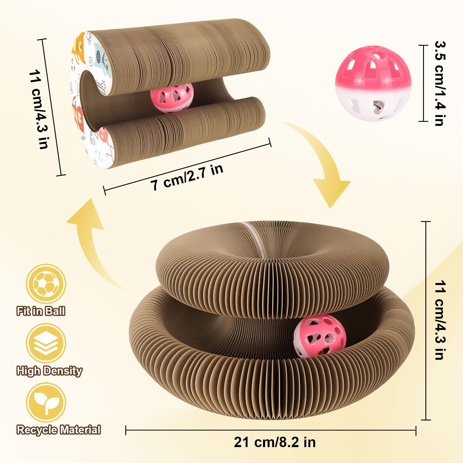FATIRO: rascador para gatos en cartón flexible, ideal para rascar y jugar en interiores.
