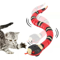 Faukait serpiente interactiva para gatos, frente rosa, ideal para juego activo en casa.