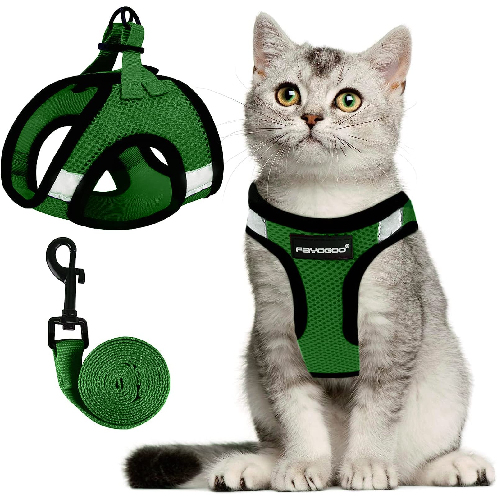 FAYOGOO arnés para gato con cierre seguro para paseos tranquilos.