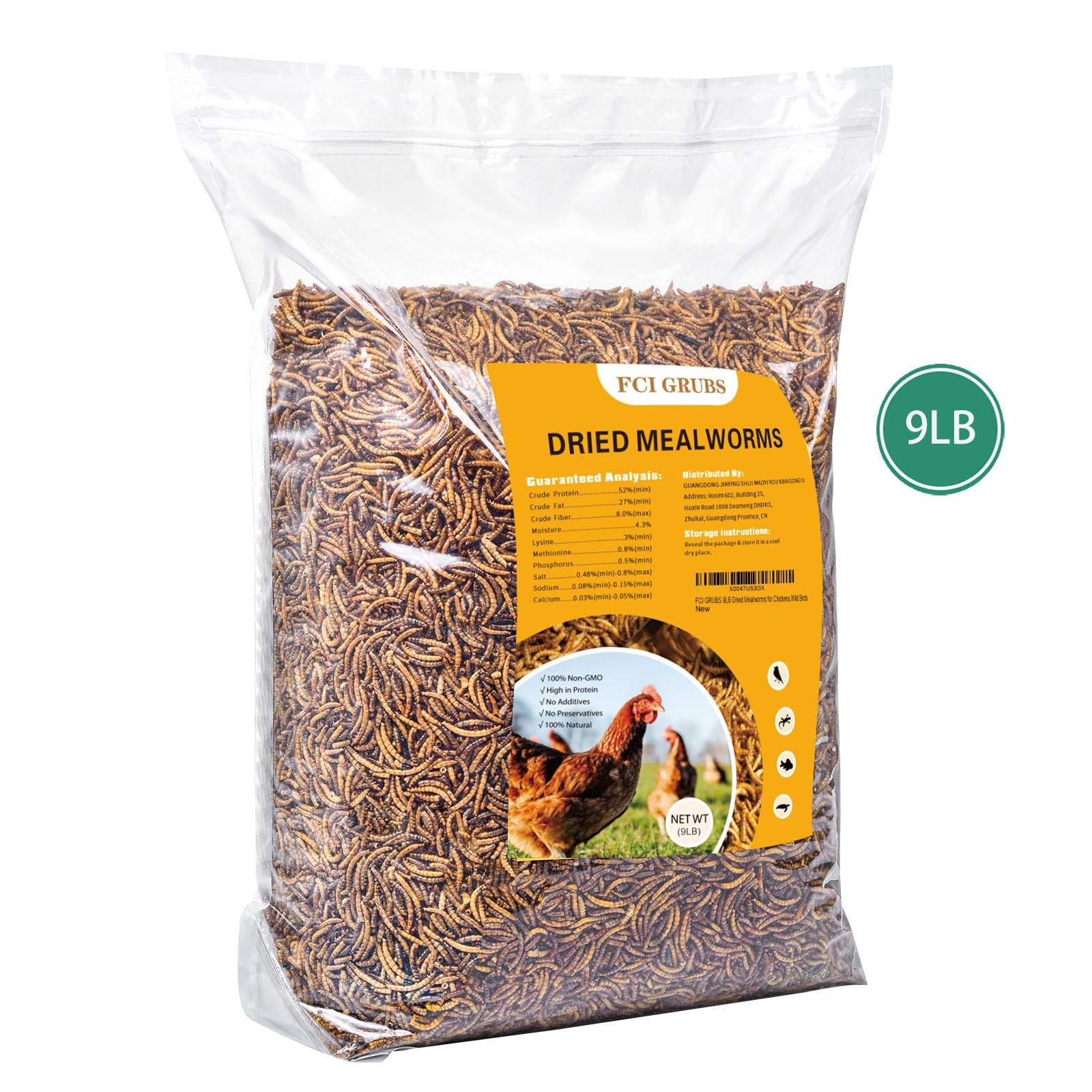 FCI GRUBS primer plano de gusanos harina secos, tentempié proteico para aves.