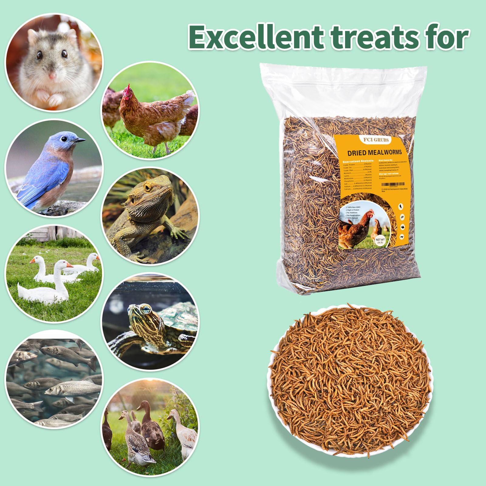 FCI GRUBS perfil nutricional de gusanos deshidratados para aves