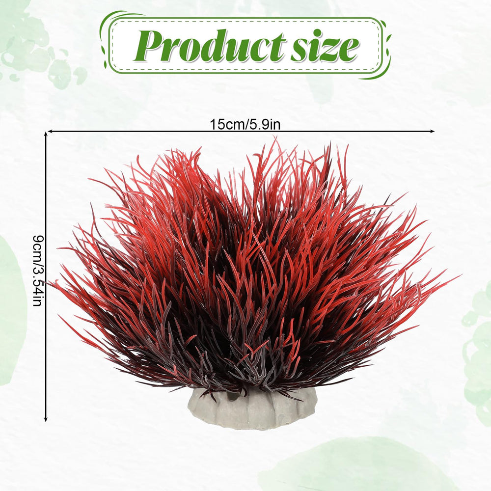 FdcLixuvol planta artificial para acuario negro-rojo, base estable que no flota
