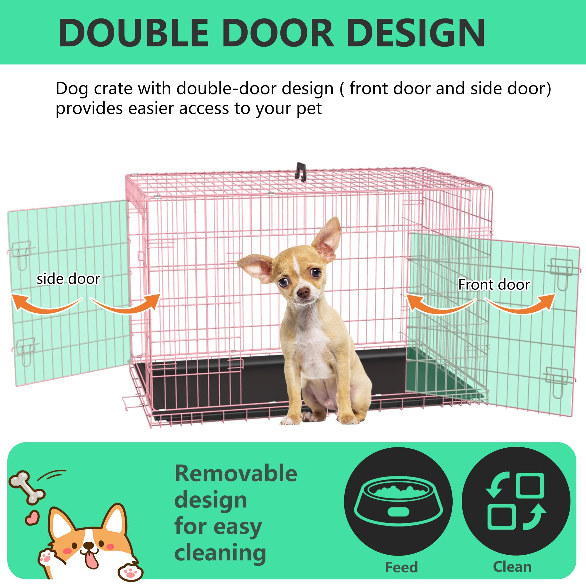FDW caja para perros 24 pulgadas, estructura metálica resistente para perros activos.