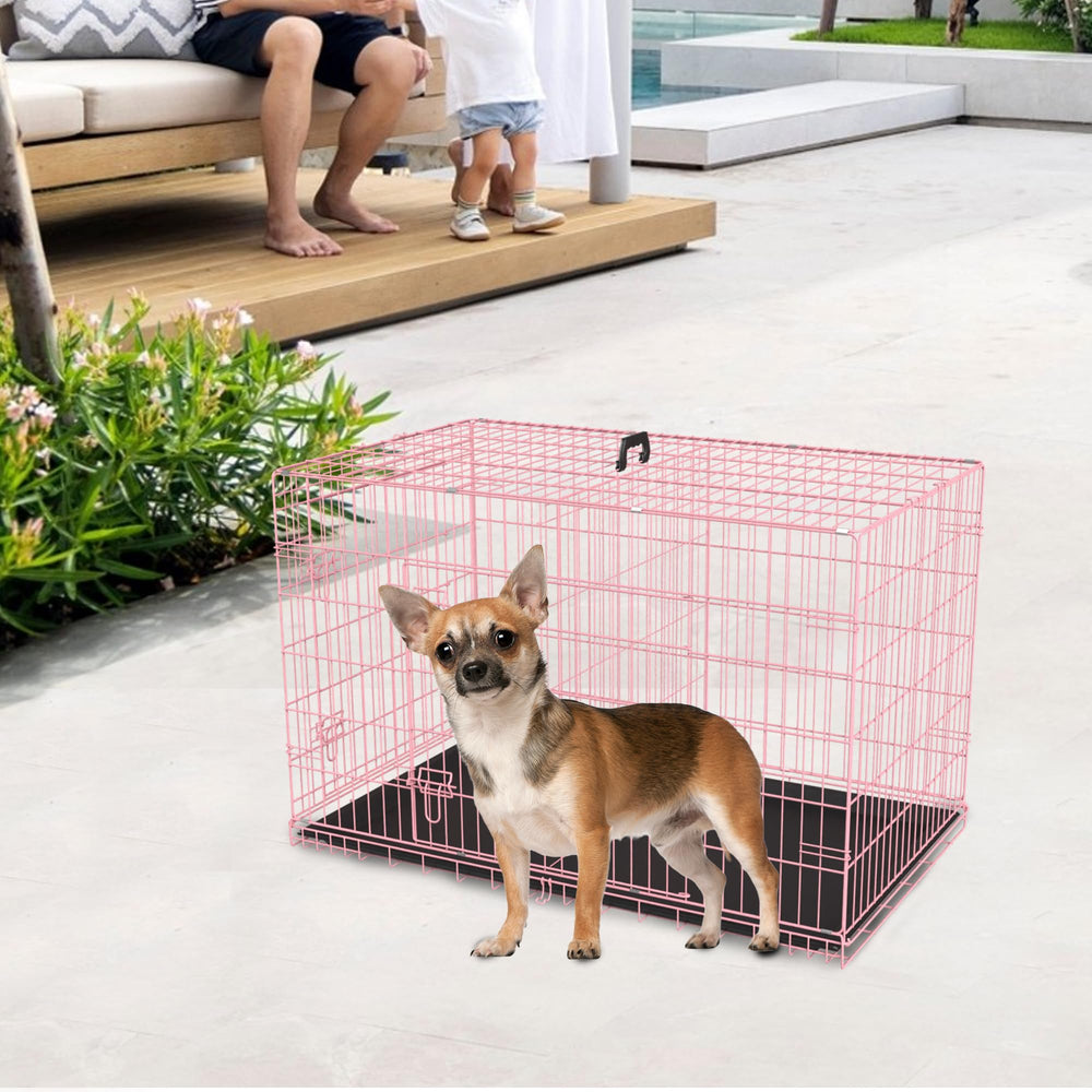 FDW caja para perros 24 pulgadas, vista lateral con puerta, acceso cómodo.