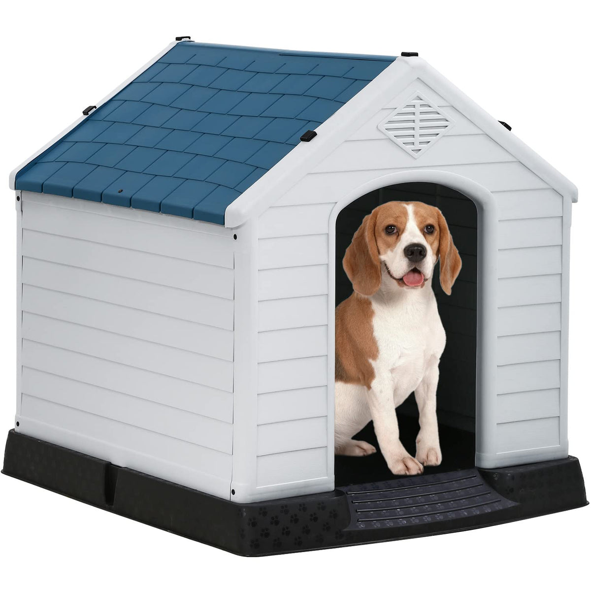 FDW casa para perros muestra entrada amplia para fácil acceso y descanso seguro