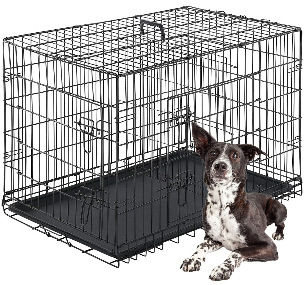 FDW jaula para perros grandes, vista frontal, seguridad con doble cierre