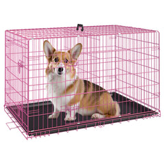 FDW jaula perro mediano 30 pulgadas, plegable con puerta doble para transporte seguro.