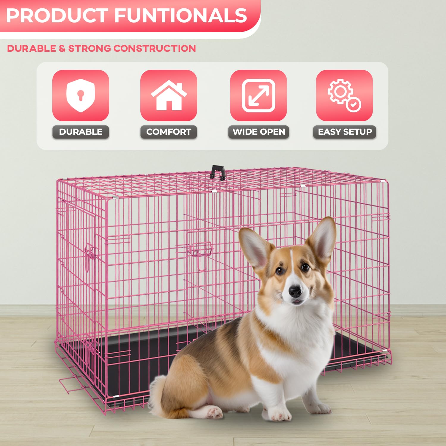 FDW jaula para perros, puerta lateral, cómodo acceso para sesiones de juego