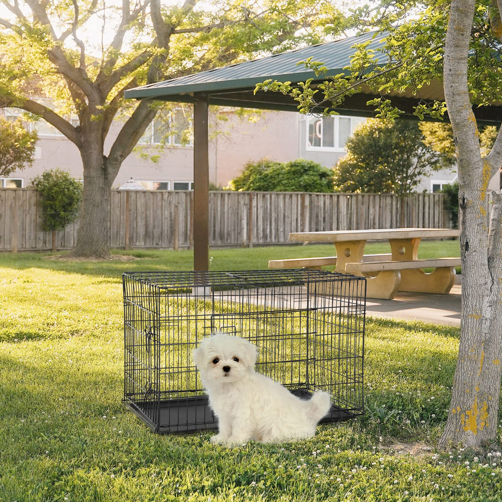 FDW jaula para perros 24 pulgadas con puerta lateral, diseño práctico para viaje.