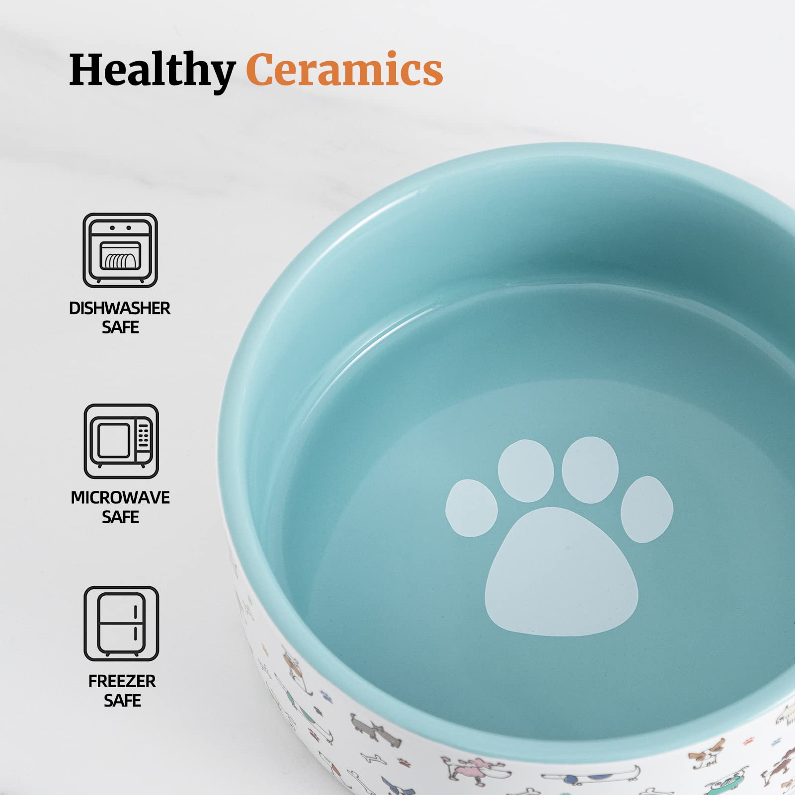 Cuenco cerámico FE FUN ELEMENTS con patrones exteriores azules, ideal para comer con estilo.