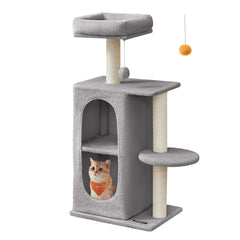 Feandrea arbol-gato 2-niveles con cuevas: refugio cómodo para varios gatos.