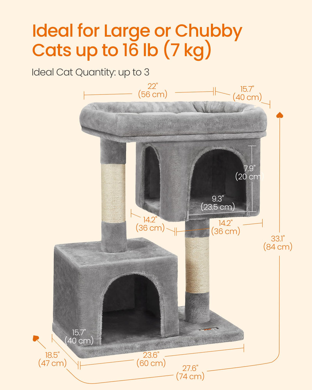 Feandrea Arbol Gato, dos postes rascar para satisfacer instintos