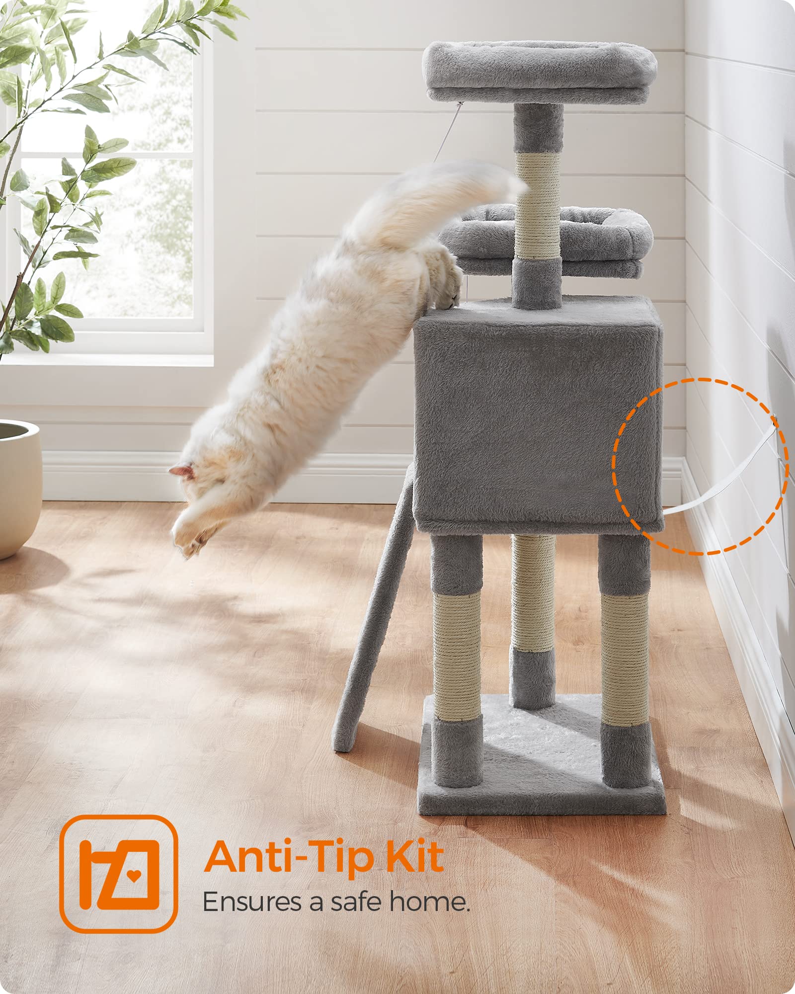 Feandrea Arbol Gato: uso múltiple para tres gatos activos o tranquilos.