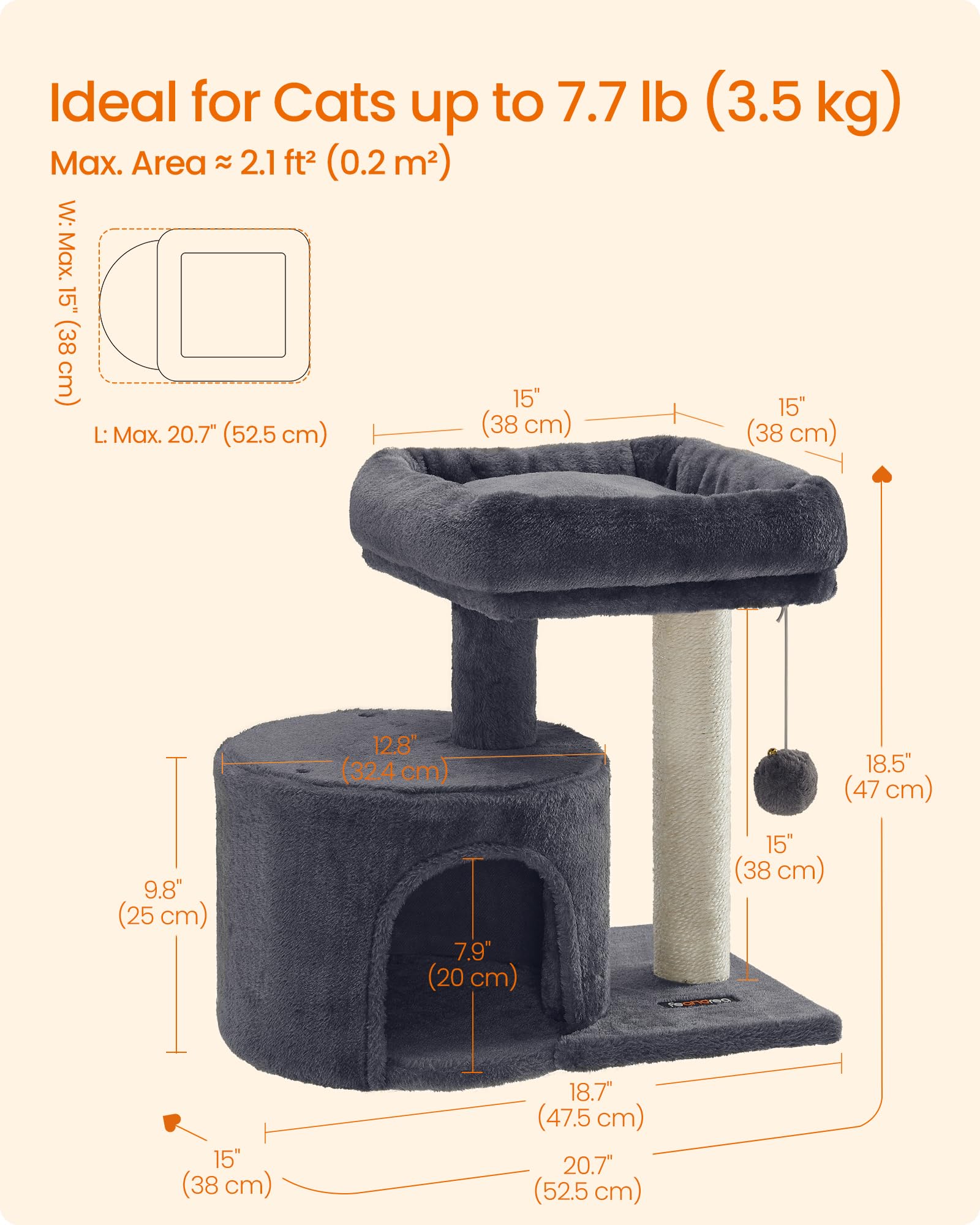 Feandrea arbol-gatos-diseño-compacto: diseño compacto para hogares con poco espacio.