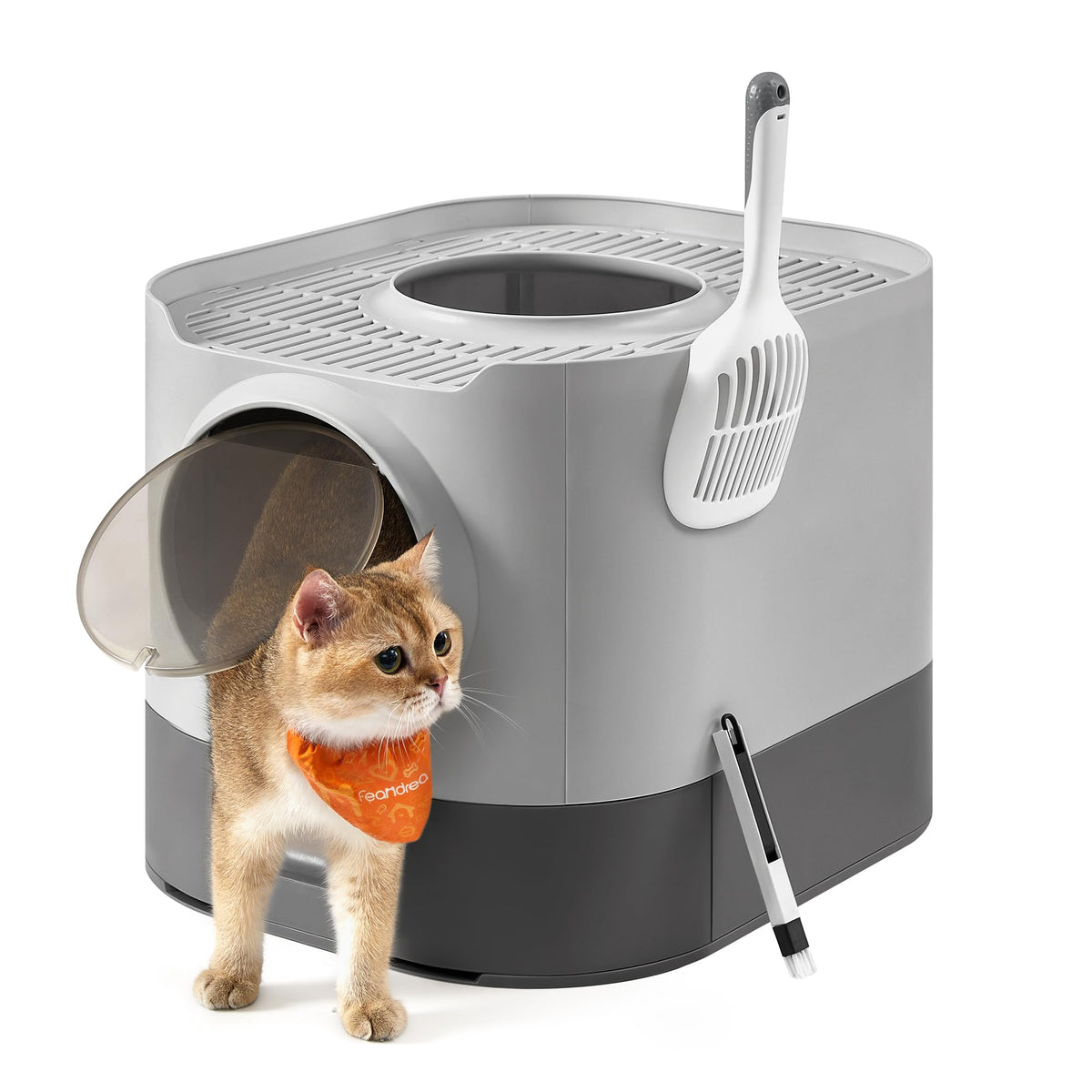Feandrea caja de arena con tapa para gatos y privacidad