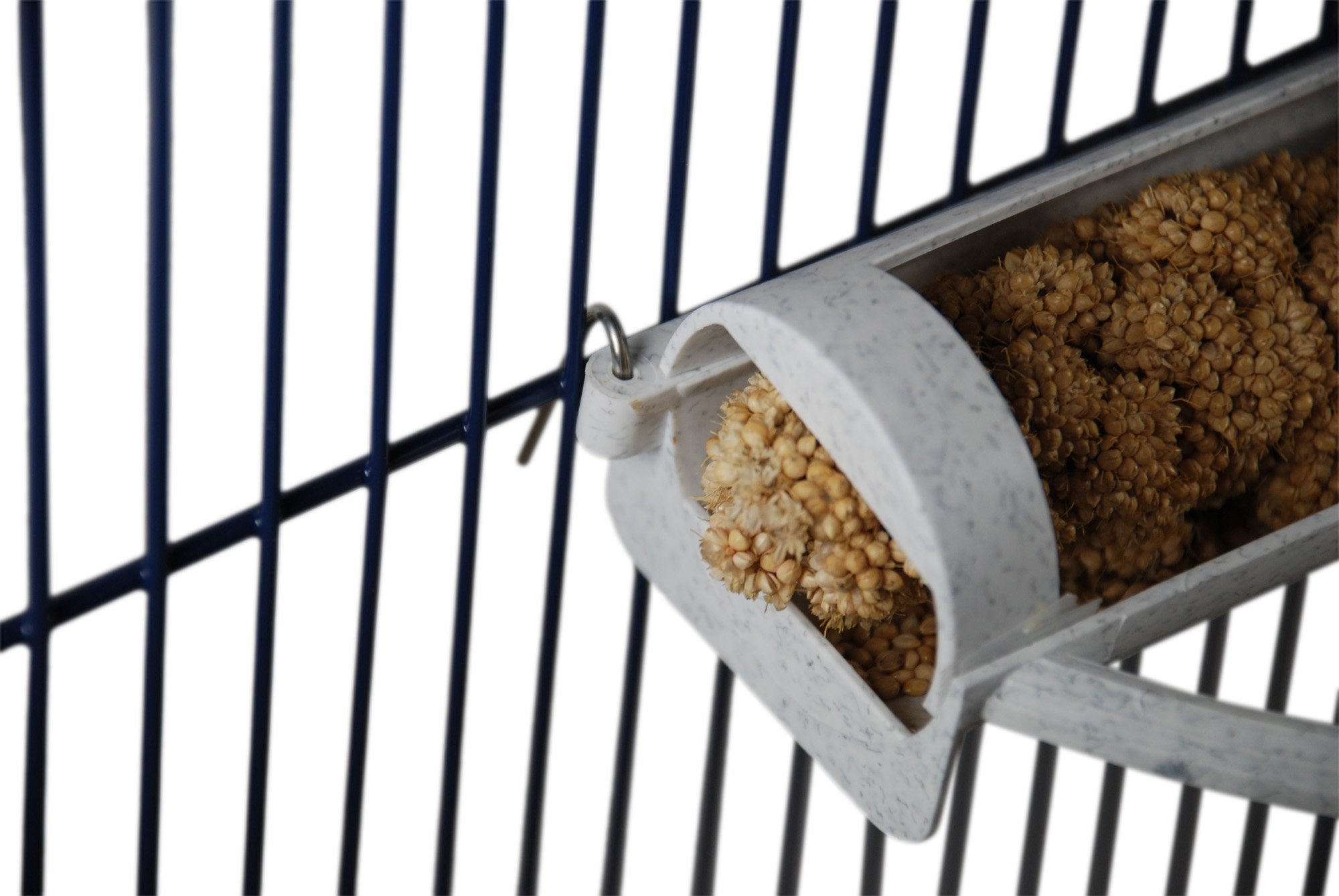 Feathersmart portador horizontal de mijo con bandeja de recolección para migas.