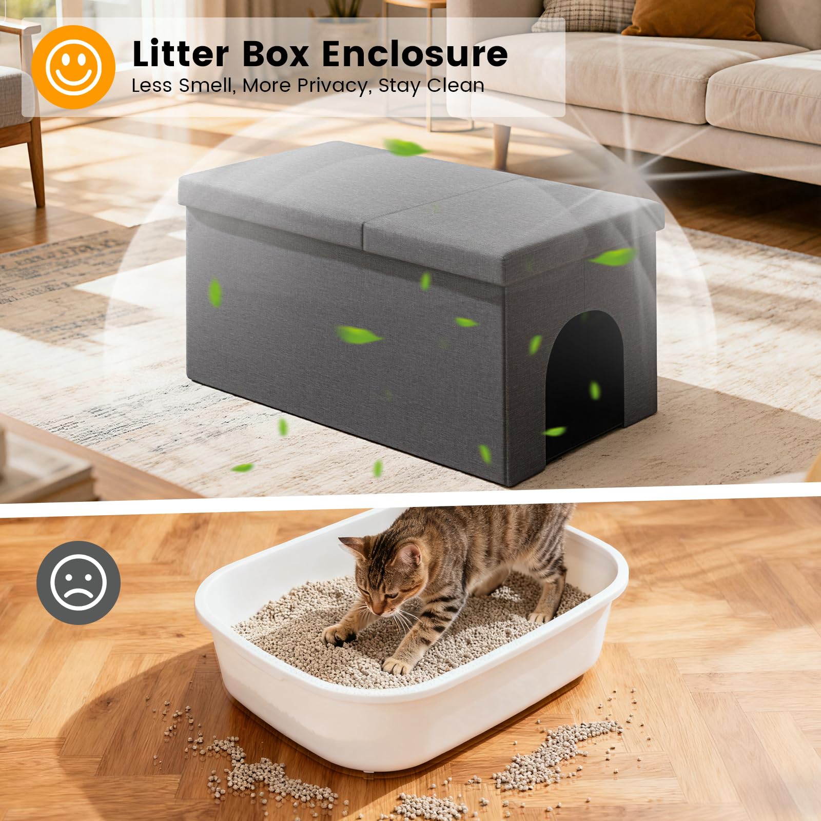 Fecuria: control de olores en caja de arena oculta para gatos.
