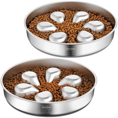 Feedoo plato lento para perros grandes en acero 304, promueve ingesta pausada.