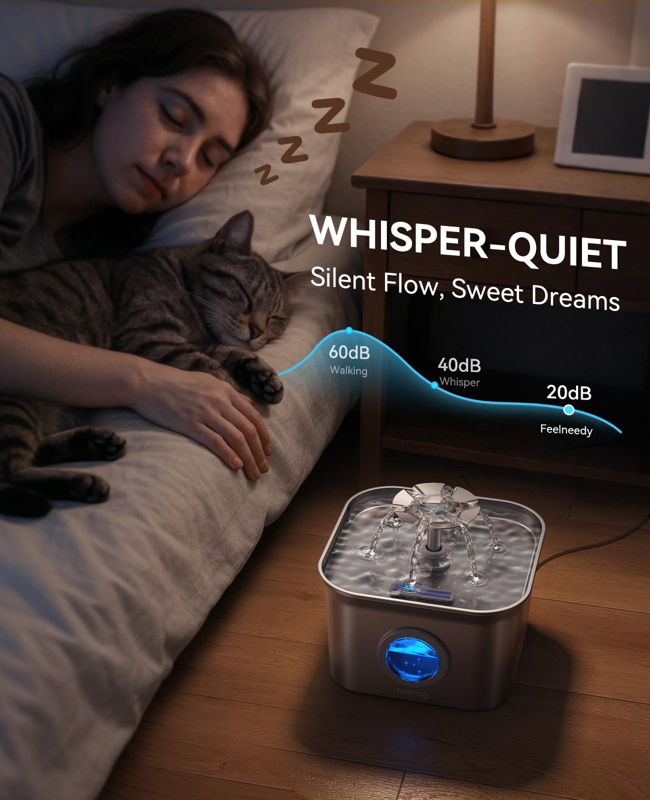 FEELNEEDY bomba silenciosa, menos de 20 dB, tranquilidad en casa